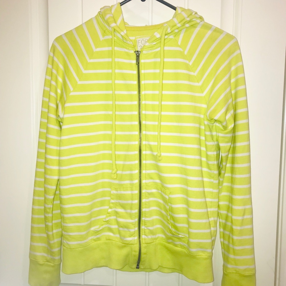 Neon striped zip up hoodie